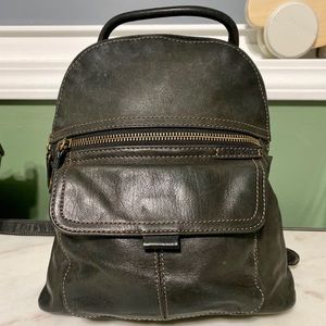 Black Leather Fossil Mini Backpack
